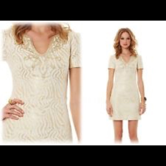 Lilly Size 4 GOLD Milannia Shift NWT - Picture 3 of 5